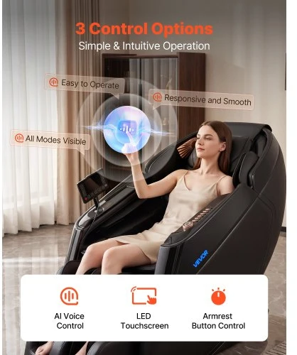 Sofa VEVOR Masažinė kėdė, 4D nulinės gravitacijos viso kūno, su pailginama pakoja, automatinėmis programomis ir Bluetooth garsiakalbiu
