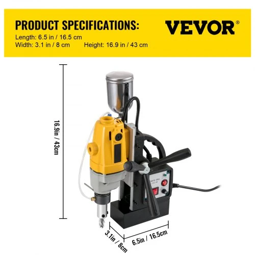 Koduva VEVOR MD40 magnetinis gręžimo stovas, 1100 W, 40 mm, 11 dalių HSS frezų rinkinys