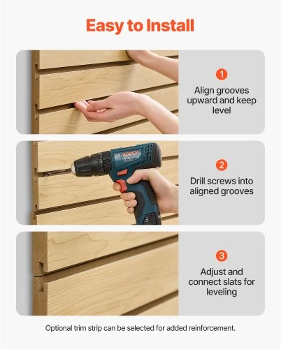 Koduva VEVOR MDF slatwall plokštės garažui, 4 x 4 ft, modulinės, 2 vnt.