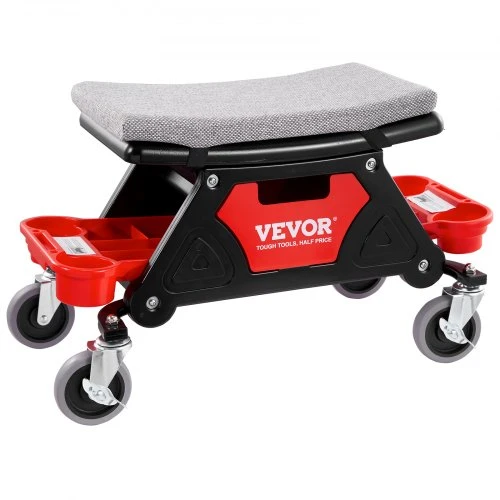 VEVOR Mechaniko taburetė, 136,1kg talpa, riedanti sėdynė su 10,2 cm ratukais, 3 ištraukiamais įrankių padėklais ir stalčiumi
