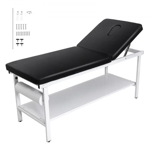 VEVOR Medicininė apžiūros kušetė, 227 kg apkrova, 0°–40° reguliuojamas atlošas, su lentyna ir popieriaus rulono laikikliu