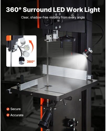 VEVOR Medienos juostinis pjūklas HBS450, 457 mm, 2240 W, 406 mm, ketaus stalas