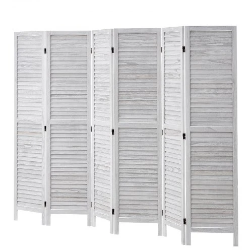 Koduva VEVOR medinė 6 panelių sulankstoma pertvara, 170 cm aukščio, balta