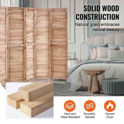 VEVOR Medinė kambario pertvara, 6 panelių sulankstoma privatumo širma, 1700 mm aukščio