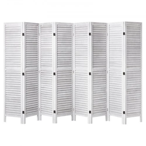 VEVOR Medinė kambario pertvara, 8 panelių sulankstoma privatumo širma, 1700 mm aukščio, balta