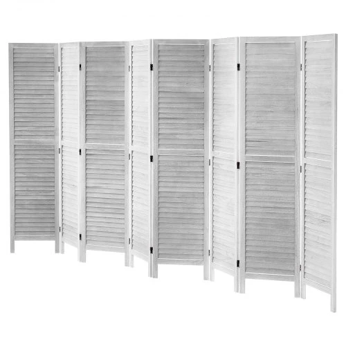 VEVOR Medinė kambario pertvara, 8 panelių sulankstoma privatumo širma, 1700 mm aukščio, balta