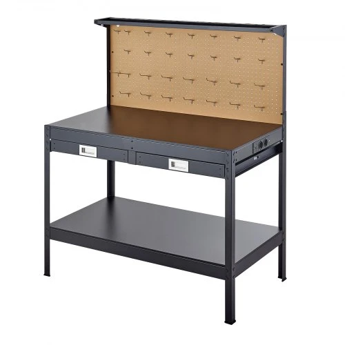 VEVOR Medinis darbastalis su lentute, 1200 mm, 110 kg, 4 AC lizdai, 2 USB, 1,5 m kabelis, 30 kabliukų