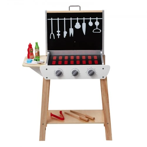 VEVOR Medinis kepsninės žaislas vaikams, 21 vnt. žaidimų rinkinys su maistu ir įrankiais