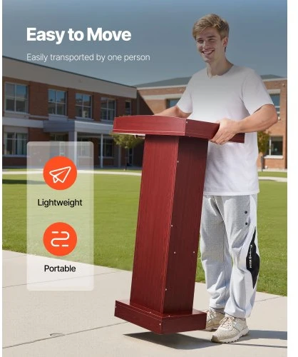 VEVOR Medinis podiumas, 1040 mm, pastatomas, su plačiu skaitymo paviršiumi ir lentyna