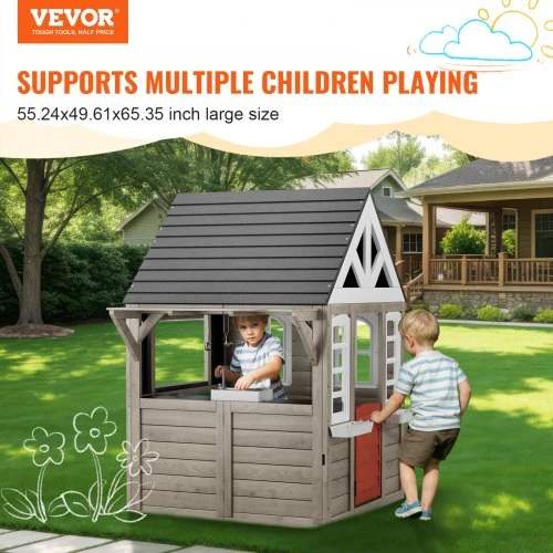 VEVOR Medinis vaikų žaidimų namelis, kedro, TLG91001, 1403 x 1260 x 1660 mm