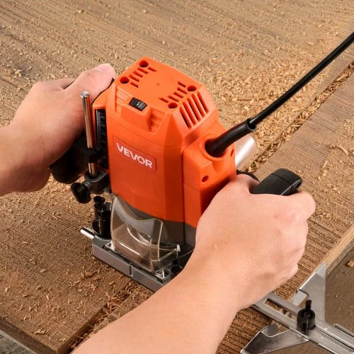 Koduva VEVOR medžio freza 1,6 AG 1200 W, kintamo greičio, su minkštu paleidimu, panardinamu pagrindu