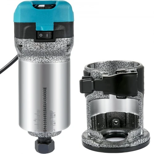 VEVOR Medžio freza 710 W su fiksuotu pagrindu, 3 įvorėmis, 13 000–33 000 aps./min.