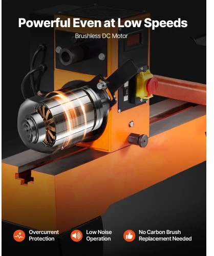 Koduva VEVOR medžio tekinimo staklės, 1500 W / 2 AG, kintamas greitis 0–3200 aps./min., 457 x 1020 mm