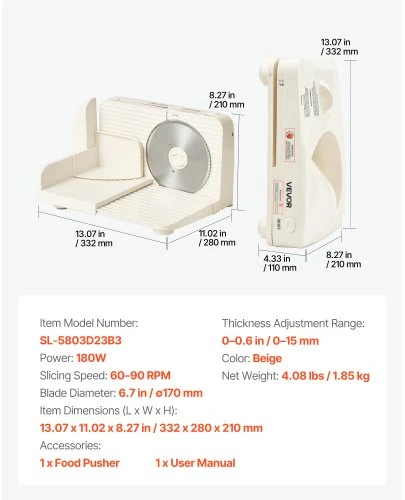 Koduva VEVOR mėsmalė, 180 W, 170 mm ašmenys, smėlinė