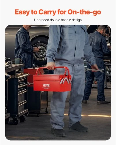 Koduva VEVOR metalinė įrankių dėžė, 14 colių, 2 lygių, 3 padėklų, raudona