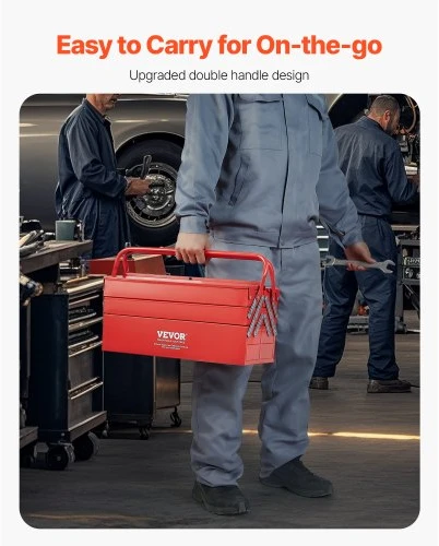 Koduva VEVOR metalinė įrankių dėžė, 18 colių, raudona, 5 padėklai, HM-457