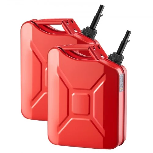 VEVOR Metalinė kuro talpa, 20 l, su snapeliu ir patogia rankena, 6 l/min, raudona, 2 vnt.