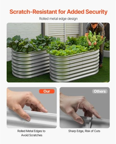 VEVOR Metalinė paaukštinta lysvė, ovali, 1,2 x 0,6 x 0,6 m, cinkuota, be dugno