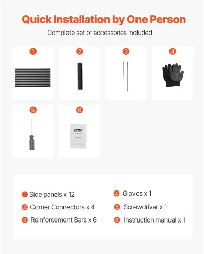 Koduva VEVOR metalinė paaukštinta sodo lysvė, 2,4 x 1,2 x 0,6 m, cinkuoto metalo, atvira apačia, tamsiai pilka