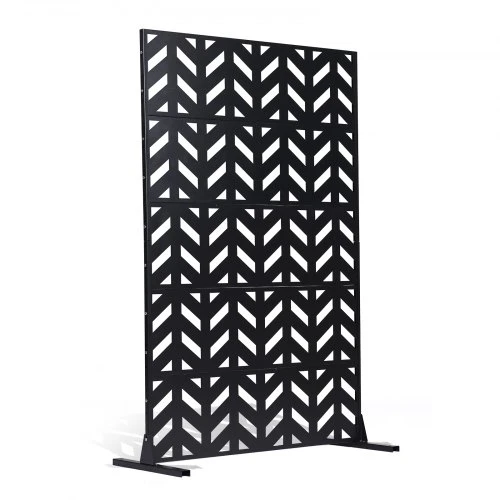 VEVOR Metalinė privatumo pertvara, 47" W x 72" H, 5 skydų, laisvai pastatoma, juoda