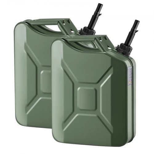 VEVOR Metalinis kuro kanistras, 20 l, su snapeliu ir patogia rankena, 6 l/min, žalias, 2 vnt.