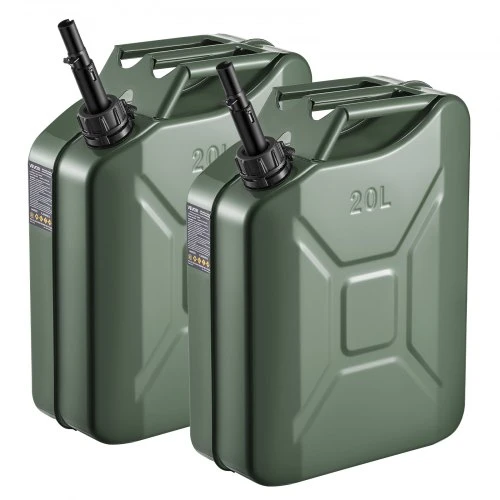 VEVOR Metalinis kuro kanistras, 20 l, su snapeliu ir patogia rankena, 6 l/min, žalias, 2 vnt.