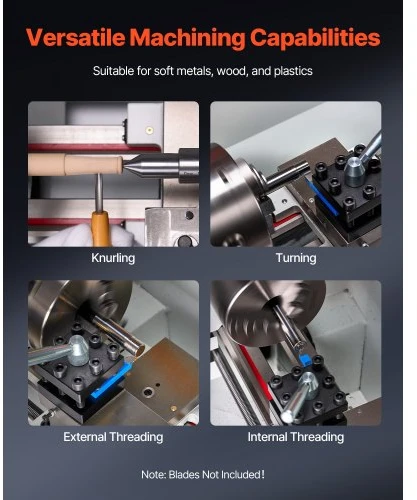 Koduva VEVOR metalinis tekinimo staklės, 220 x 1000 mm, 0–2500 RPM, 1250 W bešepetis variklis