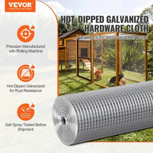 VEVOR Metalinis tinklas 1/2 col., 36 in x 100 ft, 19 gauge, cinkuotas