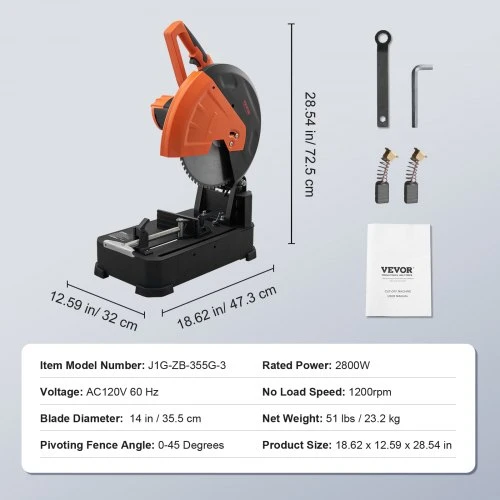 Koduva VEVOR metalo pjovimo staklės J1G-ZB-355G-3, 35,5 cm, 45°