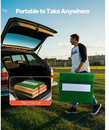 VEVOR Metimo kalnas, nešiojamas beisbolo metimo kalnas, žalias, 85 in