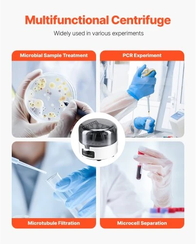 Koduva VEVOR mini centrifuga laboratorijai, 3013xg RCF, 2-in-1 rotorius, 0,2/1,5/2 ml mėgintuvėliams, fiksuotas 7000 aps./min.