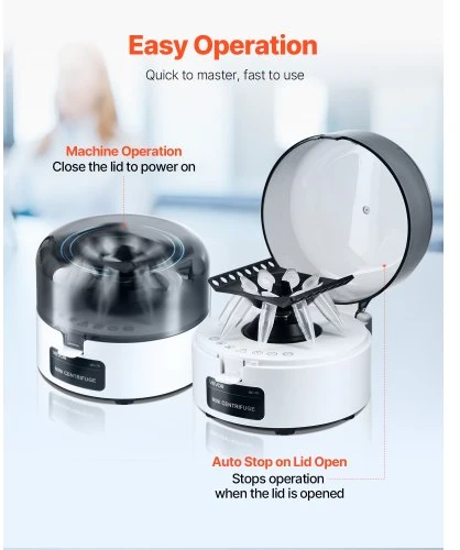 Koduva VEVOR mini centrifuga laboratorijai, 3013xg RCF, 2-in-1 rotorius, 0,2/1,5/2 ml mėgintuvėliams, fiksuotas 7000 aps./min.