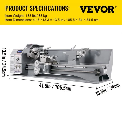 Koduva VEVOR mini metalo tekinimo staklės 750 W, 50–3000 aps./min., 220 x 600 mm