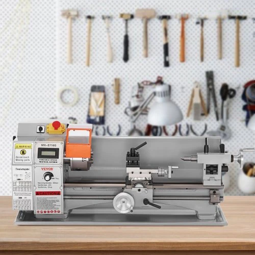 Koduva VEVOR mini metalo tekinimo staklės, 800 W, 150–2500 aps./min, 17,8 cm x 40,7 cm