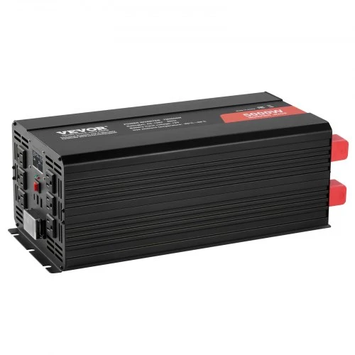 Koduva VEVOR modifikuotos sinusoidės keitiklis, 5000 W, DC 12 V į AC 230 V, su 2 AC lizdais, 2 USB, 1 USB-C, LCD ir nuotoliniu valdymu