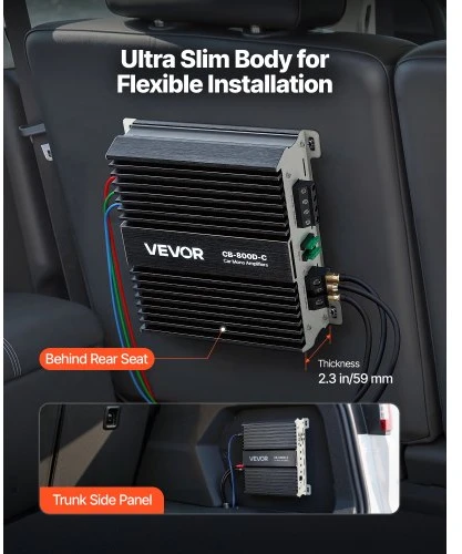 VEVOR Monoblokinis automobilinis stiprintuvas, 800W RMS, 1/2/4 Ω, 1 kanalo Class D