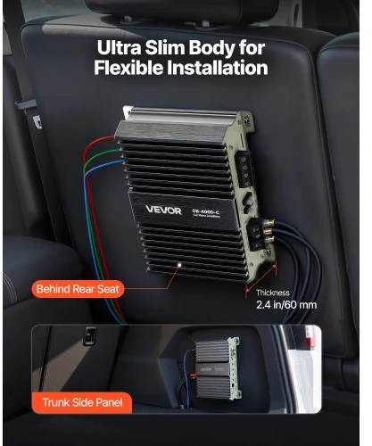 VEVOR Monoblokinis automobilio stiprintuvas, 400 W RMS, 1/2/4 Ω, 1 kanalo Class D