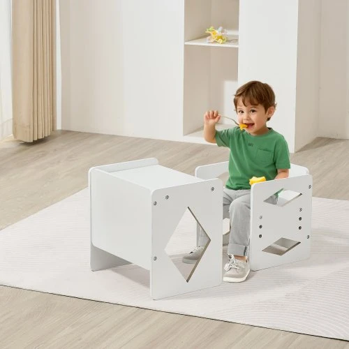 VEVOR Montessori nujunkymo stalas ir kėdė, balta