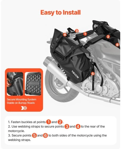 VEVOR Motociklo balandinės 28 l (14 l x 2), juodos
