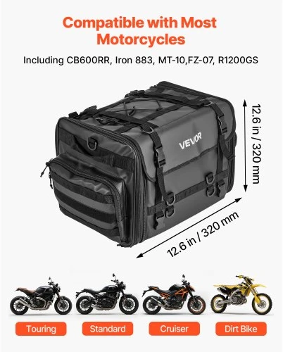 VEVOR Motociklo galinė tašė, 40–60 l, juoda