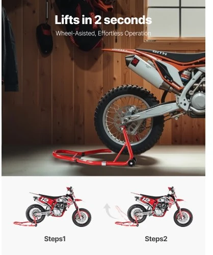 VEVOR Motociklo galinio rato stovas, U + L šakės, raudonas