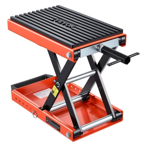 VEVOR Motociklo keltuvas, 680 kg žirklinis kėliklis su plačia platforma ir fiksavimo kaiščiu, 105–350 mm