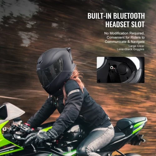 Koduva VEVOR motociklo šalmas, integralus, ABS, juodas, WLT-169