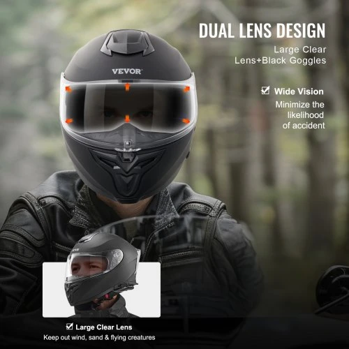 Koduva VEVOR motociklo šalmas, integralus, ABS, juodas, WLT-169