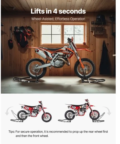 VEVOR Motociklo stovas-keltuvas, priekinis ir galinis kombinuotas, juodas