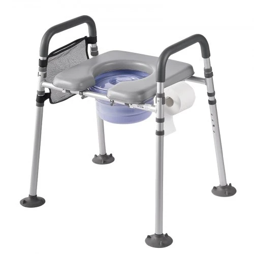 VEVOR Naktinis komodas FBL760638, 227 kg, 4-in-1, su paminkštinta sėdyne ir porankiais, 5 l kibiru