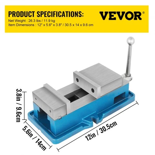 VEVOR Nepasukamas frezavimo spaustuvas, 4 colių, 100 mm, gręžimo staklėms