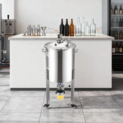 VEVOR Nerūdijančio plieno kūginis fermentatorius, 60 l, su ratukais, dangčiu, rankena ir termometru