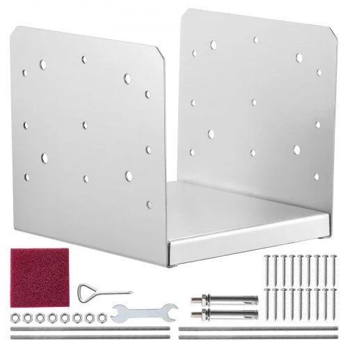 Koduva VEVOR nerūdijančio plieno reguliuojamas stulpo pagrindas, 203,2 x 203,2 mm