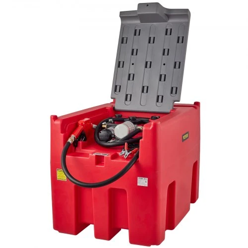 VEVOR Nešiojama dyzelino talpa, 439,1 l, 12 V siurblys, raudona